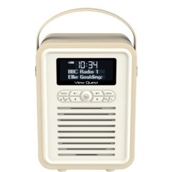 VQ Retro Mini Cream - Stylish DAB/DAB+/FM Radio and Bluetooth Speaker with Aux-In Clock and Duo Alarm